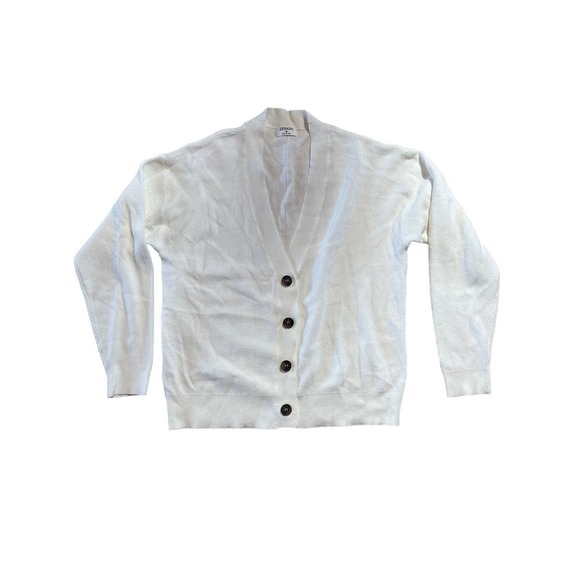 Zenana womens v-neck Button Front Cardigan Sweater Long Sleeve. White. Medium - Picture 1 of 5